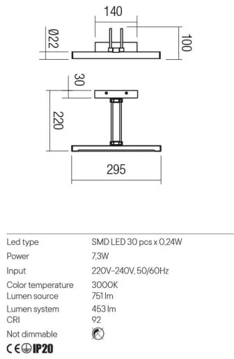 Redo 01-3469 - Lampada LED da quadro IKON LED/7,3W/230V 29,5 cm CRI 92 nero