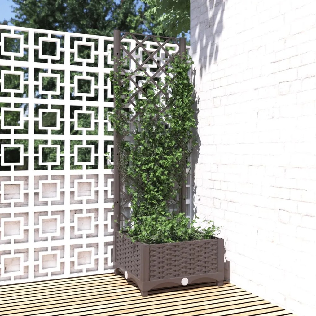 Fioriera Da Giardino Con Graticcio Marrone 40x40x121,5 Cm İn Pp /