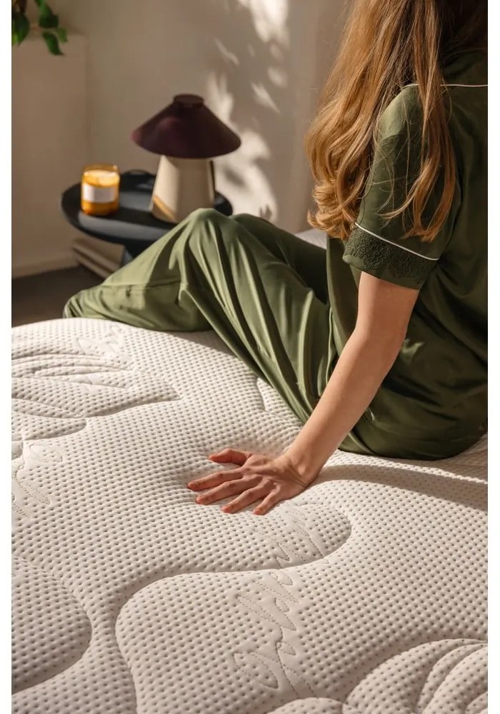 Letto matrimoniale imbottito beige con contenitore, materasso e rete inclusi 180x200 cm Thessa Bold – Bonami Selection