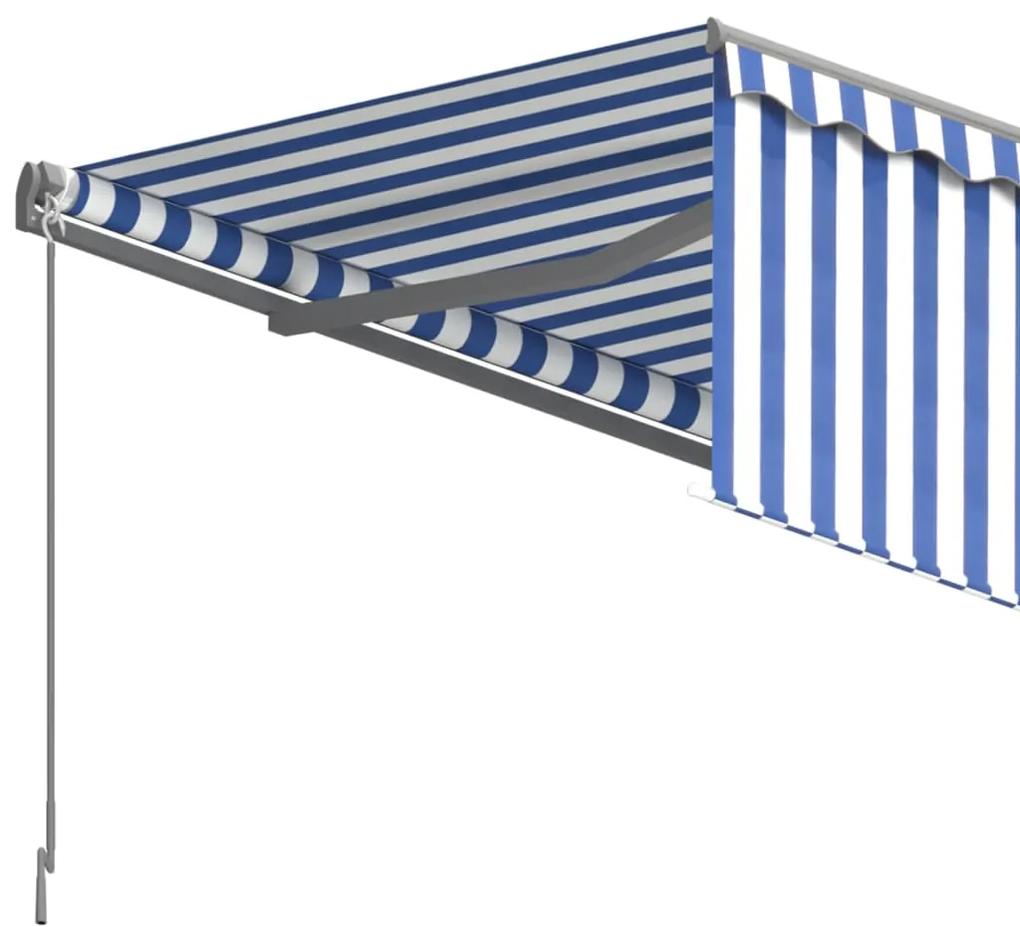 Tenda Sole Retrattile Manuale con Parasole 5x3m Blu e Bianco