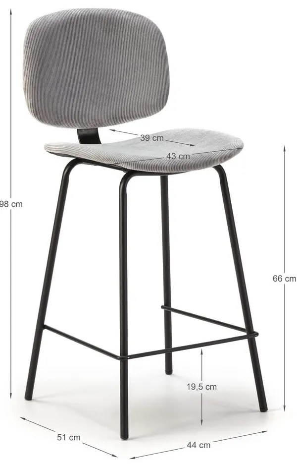 Set di sgabelli da bar grigio chiaro 2pz (altezza seduta 66 cm) Arus - Marckeric