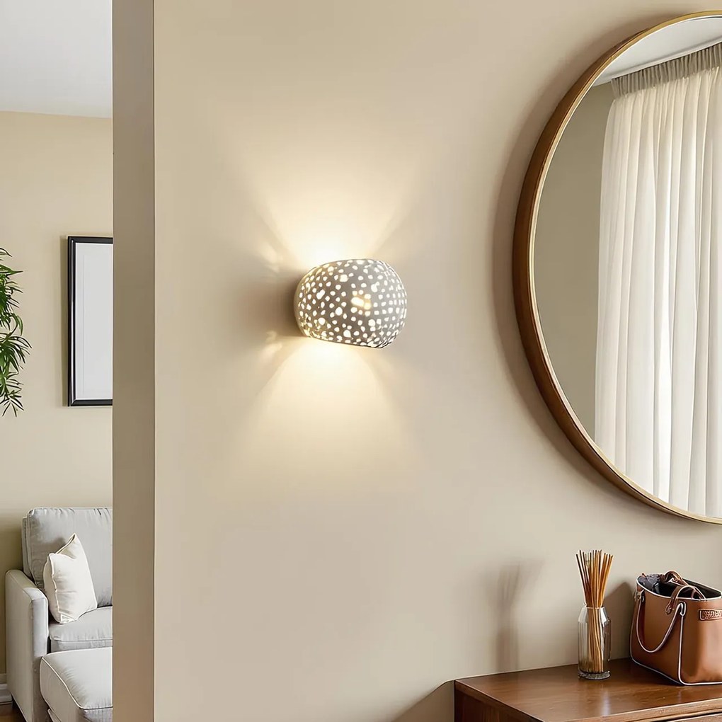 Applique da Parete in Gesso traforato Pitturabile G9