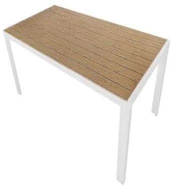 Tavolo Da Esterno In Alluminio Piano Effetto Legno 90x180x74H Teak Bianco