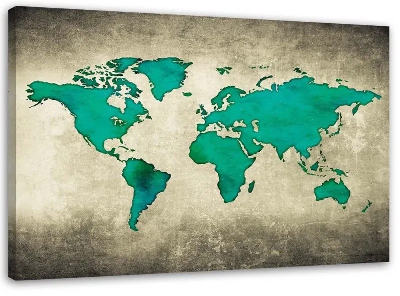 Quadro su tela, Mappa del mondo verde  Dimensioni Tappeti 120x80