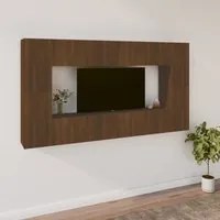 Set Mobili Porta TV 8pz Rovere Marrone in Legno Multistrato cod mxl 9021