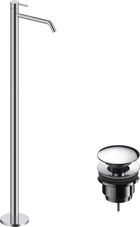 Rubinetto per lavabo centrostanza LOOP cromo lucido SANYCCES con piletta
