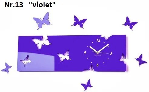 Orologio da parete con farfalle in vetro acrilico Viola