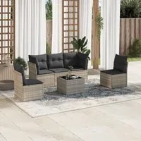 Set Divano da Giardino 6pz con Cuscini Grigio Chiaro Polyrattan 3217362