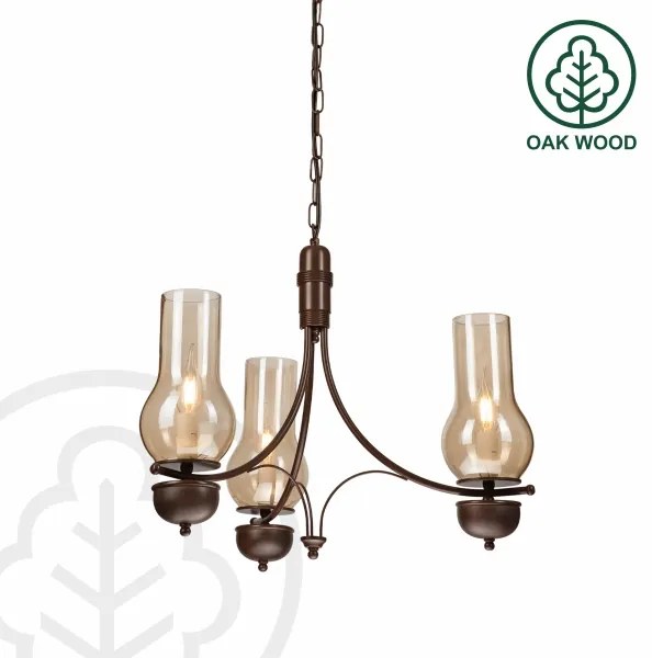Brilagi - Lampadario LED a catena COTTAGE 3xE14/40W/230V faggio/marrone/beige fumé