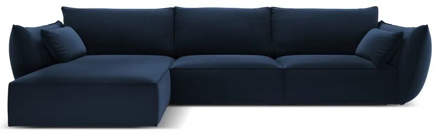 Divano angolare blu scuro (con penisola a sinistra/con chaise lounge) con rivestimento in velluto Vanda – Mazzini Sofas