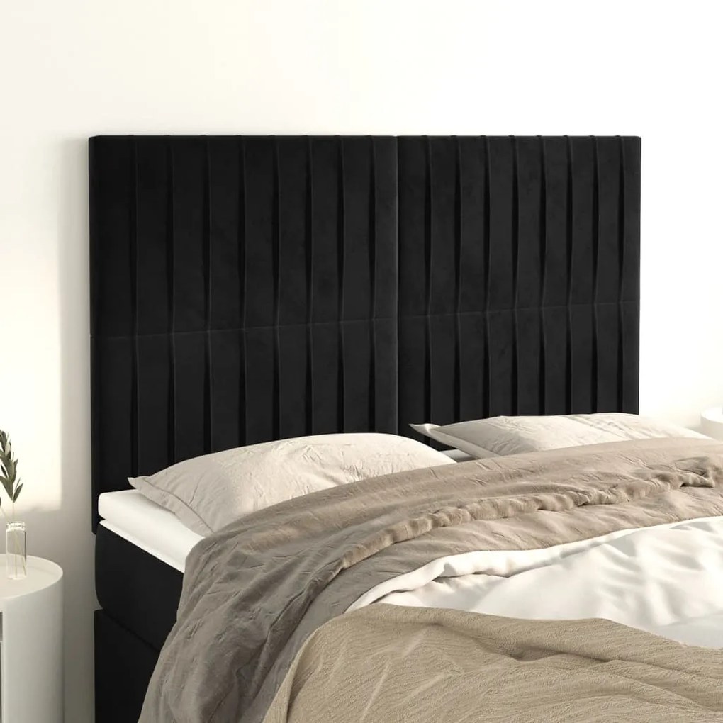 Testiere 4 Pz Nere 72x5x78/88 Cm İn Velluto /