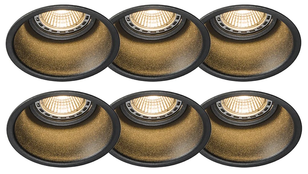 Set di 6 faretti da incasso moderni neri - Dept