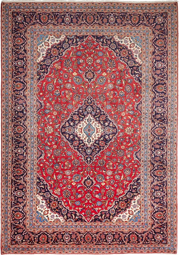 Kashan Tappeto 240x340 Rosso (Iran) Annodato A Mano