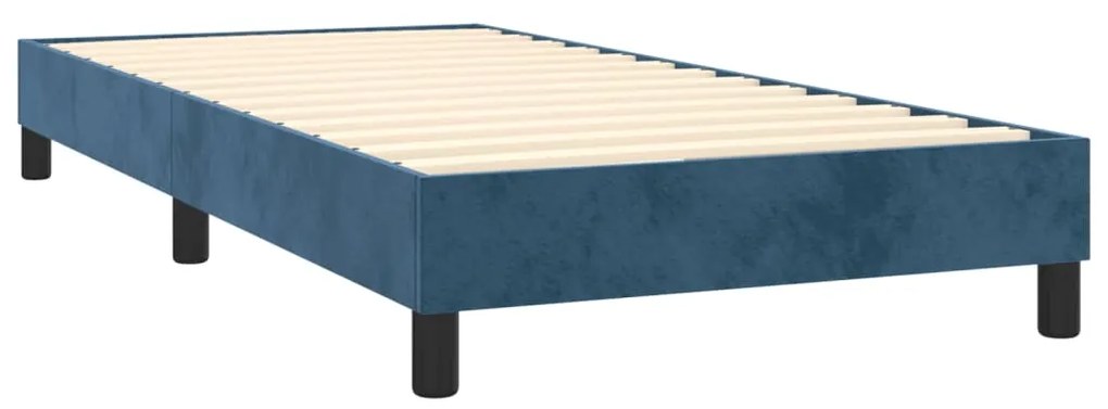 Letto a Molle con Materasso e LED Blu Scuro 90x200cm in Velluto