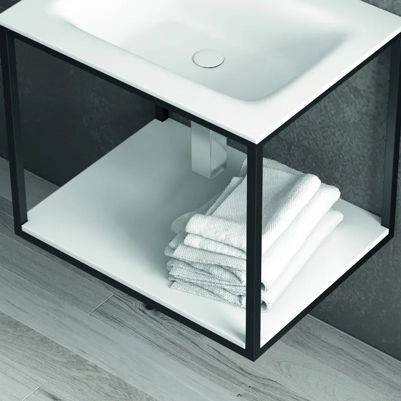 Mobile sospeso 60 cm con struttura metallica e ripiano SOP-60 - KAMALU