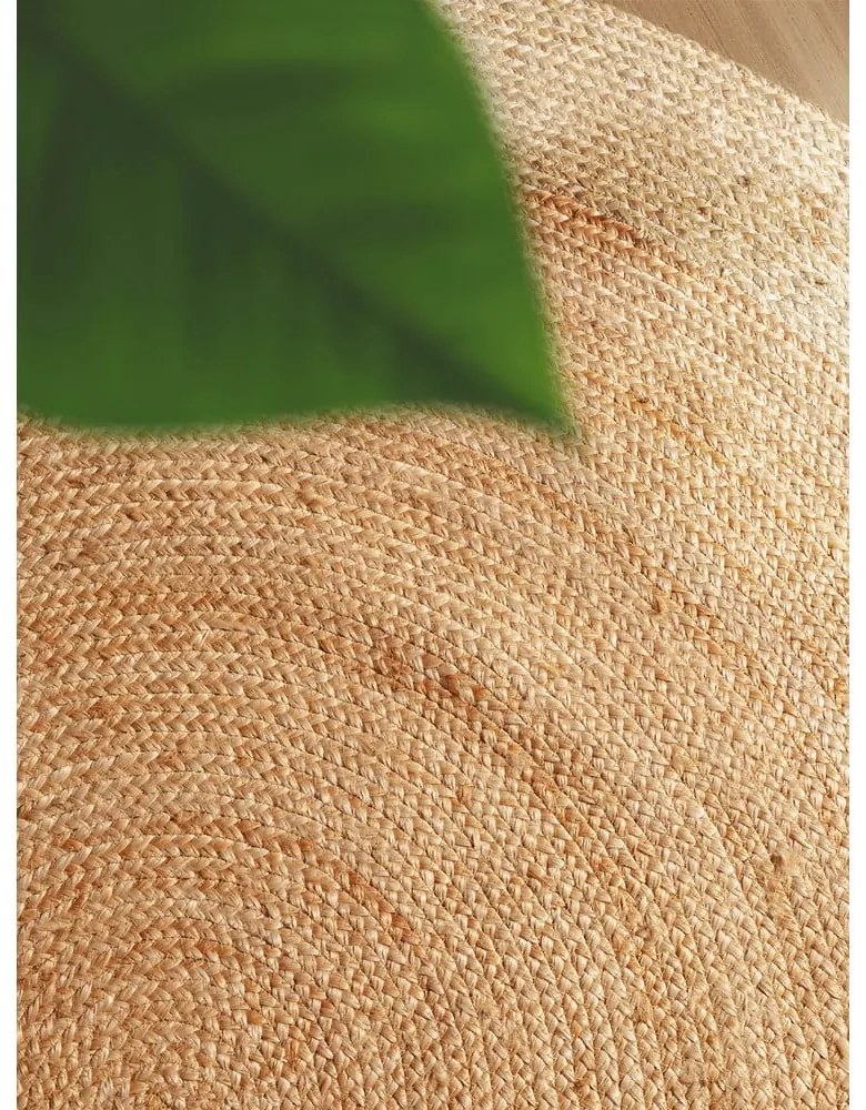 Tappeto rotondo di colore naturale in iuta reversibile e tessuto a mano ø 100 cm Jutta Gold – Hanse Home