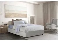 Letto matrimoniale Carlotta, Letto contenitore con rivestimento in ecopelle, Made in Italy, Apertura frontale, con materasso cm 160x200 incluso, Bianco