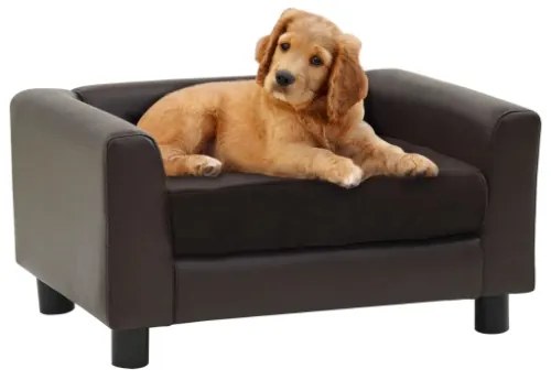 Divano per Cani Marrone 60x43x30 cm in Peluche e Similpelle