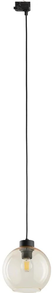 Lampadario a sospensione con filo per sistema a binario trifase CUBUS 1xE27/15W/230V nero/fumé beige