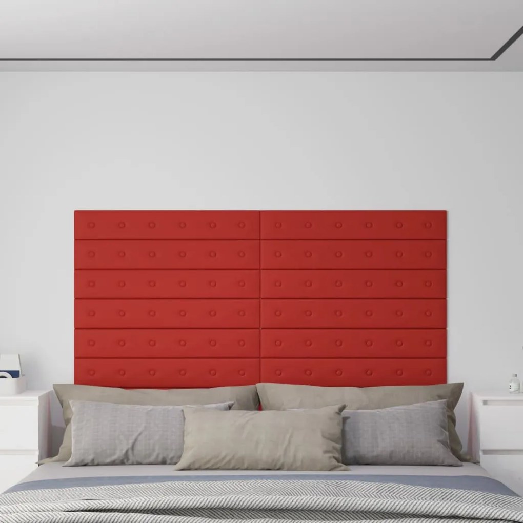Pannelli Murali 12 Pz Rosso Vino 90x15 Cm İn Similpelle 1,62 M² /