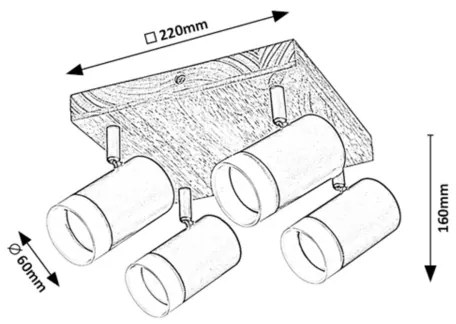 Rabalux 73124 - Plafoniera TORAS 4xGU10/5W/230V rovere