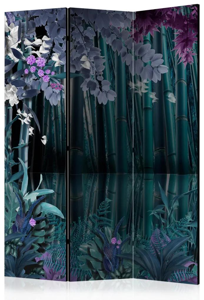 Paravento Notte Misteriosa (3-parti) - composizione floreale in stile feng shui