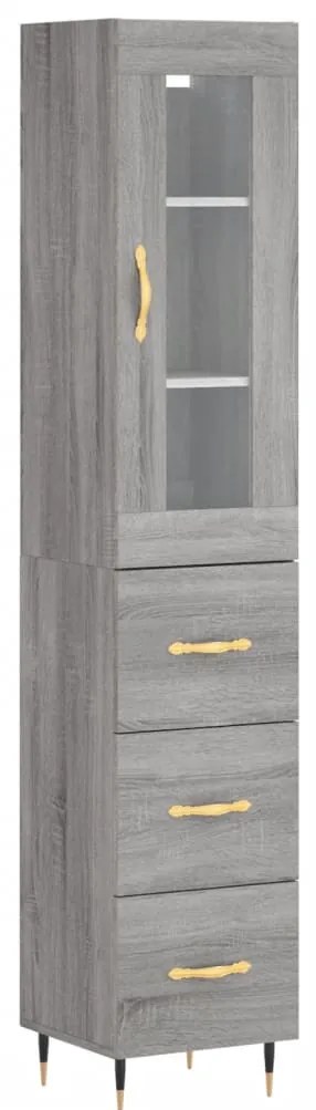 Credenza grigio sonoma 34,5x34x180 cm in legno multistrato