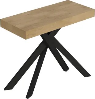 Consolle allungabile Libo - Quercia natura gambe antracite 90x40/300 cm