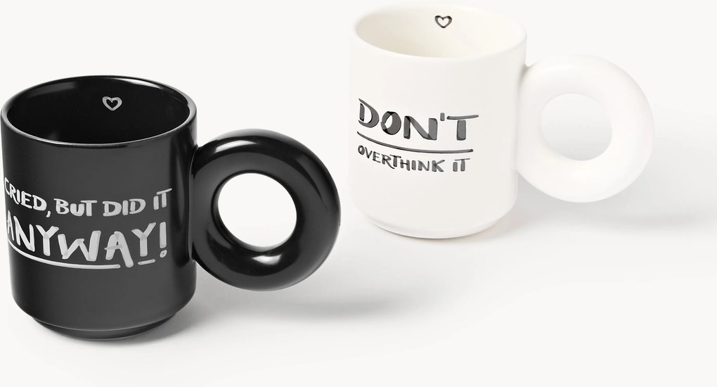 Set di 2 tazze impilabili in porcellana con motivo decorativo Tutti