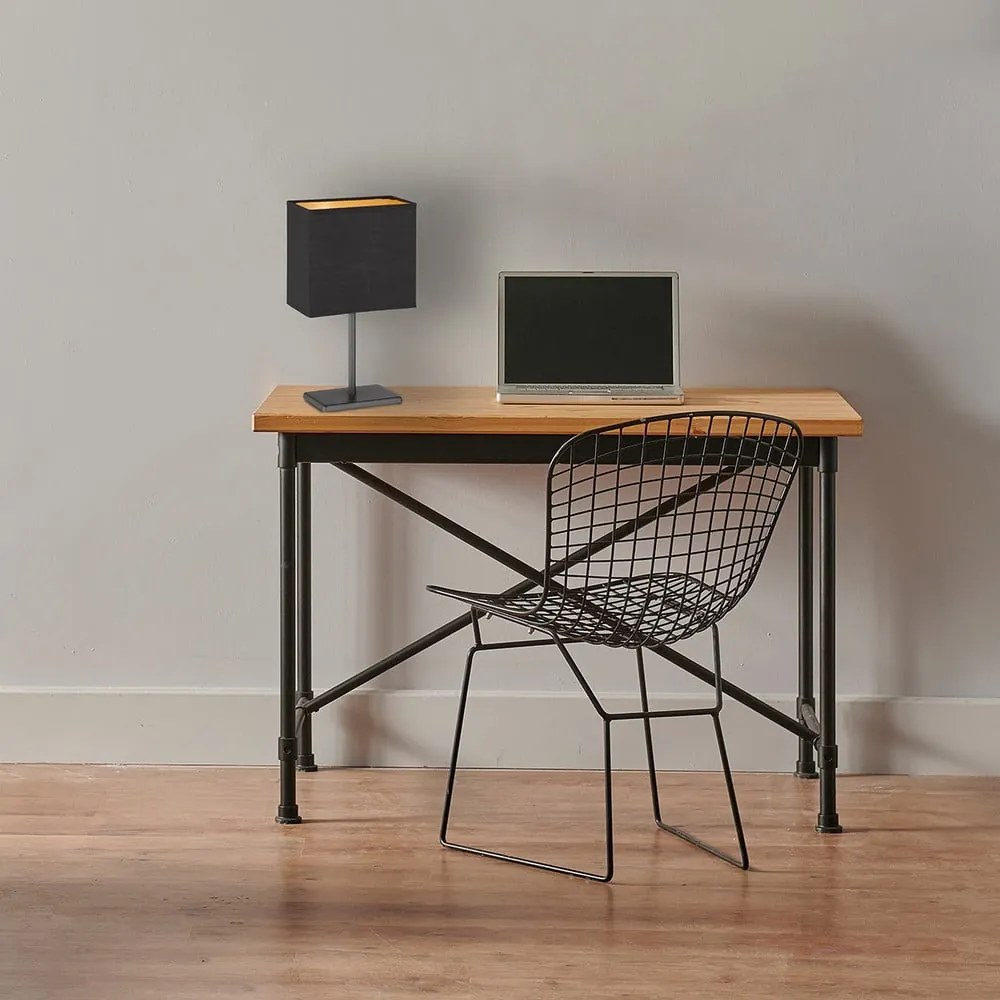 Lampada da tavolo nera con paralume in tessuto (altezza totale 30 cm) Kate – Fischer &amp; Honsel