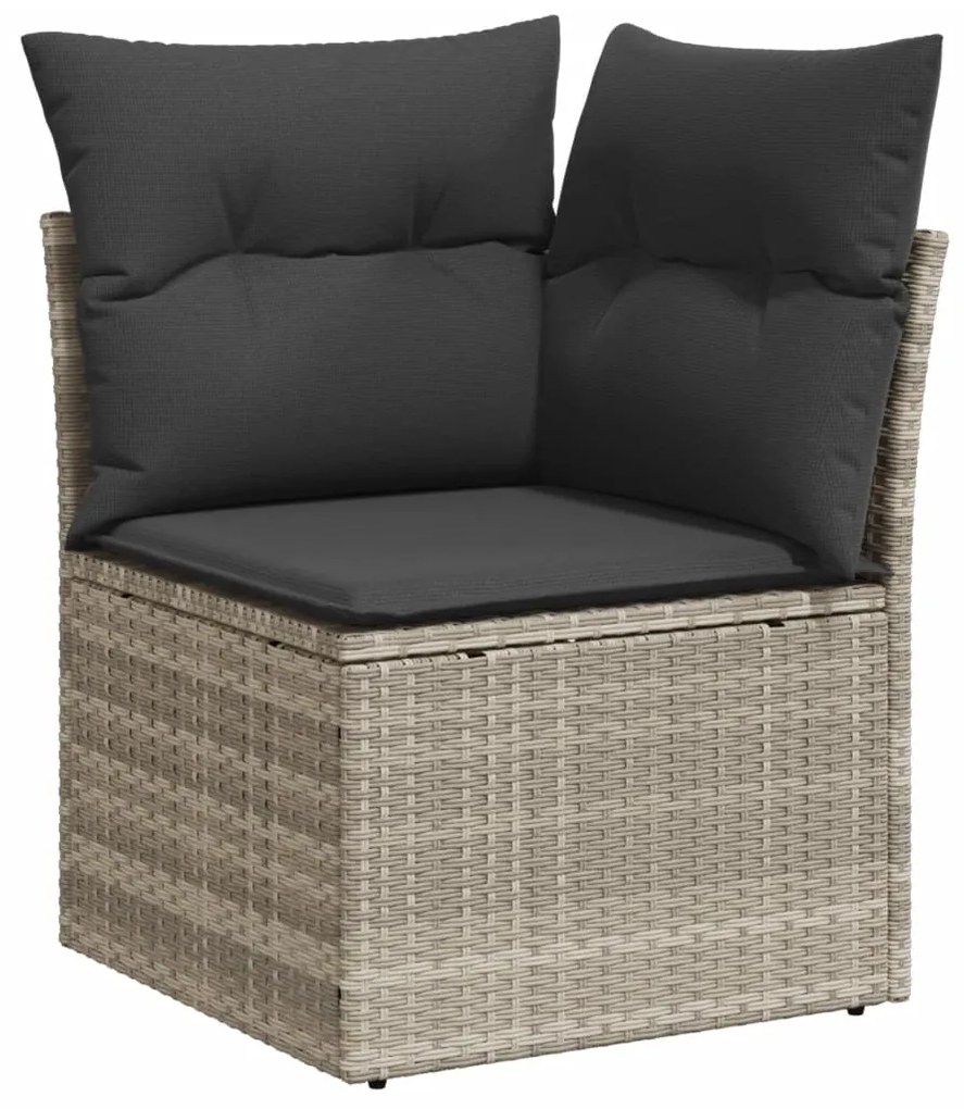 Set divano da giardino 6pz con cuscini grigio chiaro polyrattan