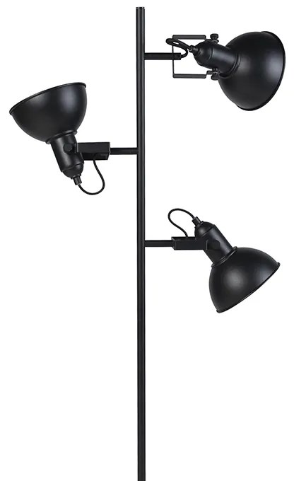 Lampada da terra industriale nera con oro 3 luci - Tommy