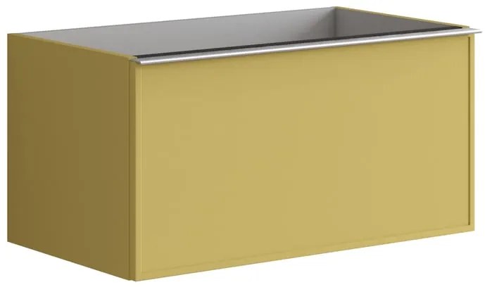 Mobile da bagno sotto lavabo Pixel frame giallo laccato L 80 x H 40 x P 45.5 cm 2 cassetti, lavabo non incluso