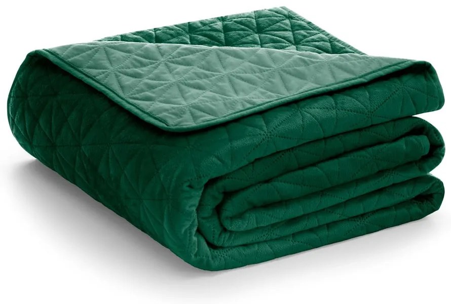 Copriletto trapuntato in velluto verde 170x210 cm Laila - AmeliaHome