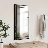 Specchio da Parete Nero 40x80 cm Rettangolare in Ferro 358629