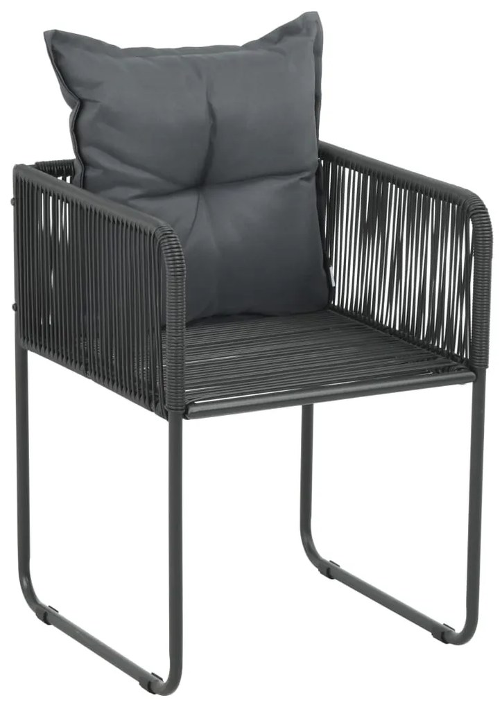 Set da pranzo da giardino 3 pz in rattan pvc nero e marrone