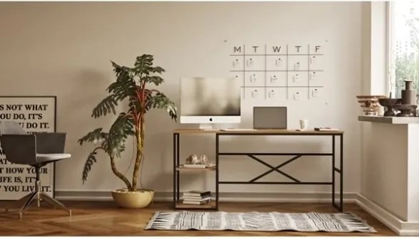 Scrivania Industrial Con Ripiani Laterali 160x60x75H Rovere E Antracite Voyage SX