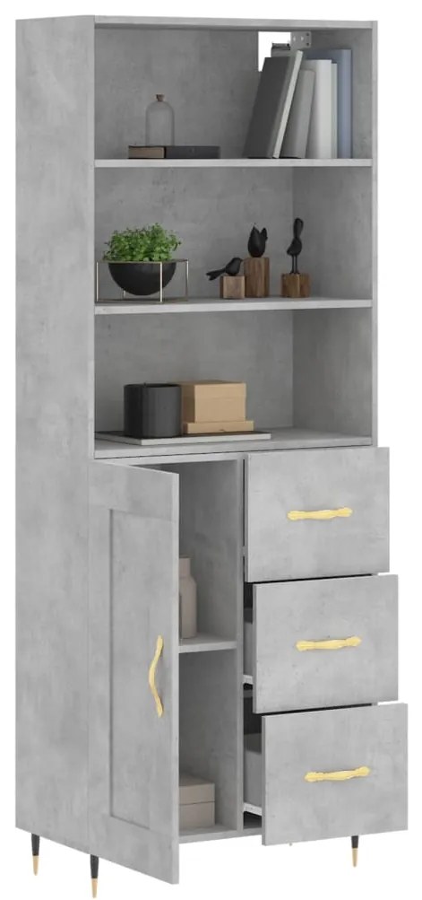 Credenza grigio cemento 69,5x34x180 cm in legno multistrato