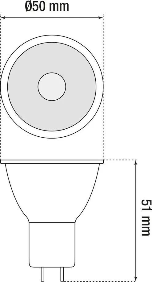 Faretto LED MR16 6W angolo 38° 12/24V AC/DC Colore Bianco Caldo 3.000K