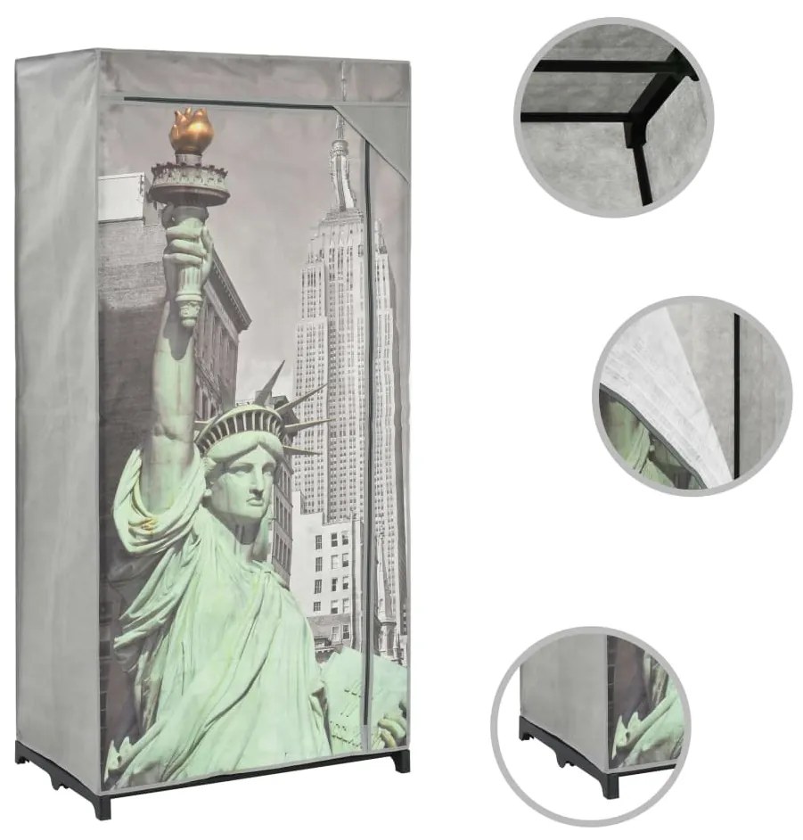 Armadio new york 75x45x160 cm in tessuto