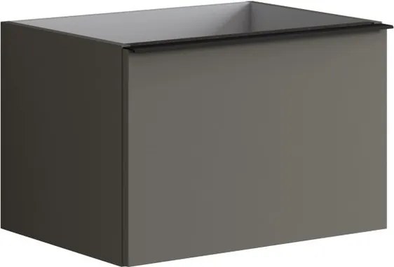 Mobile da bagno sospeso sotto lavabo Pixel plain 2 cassetti L 60 x H 40 x P 45.5 cm grigio carbone laccato opaco, con maniglia alluminio nero opaco
