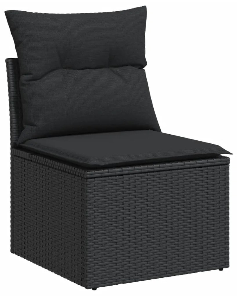 Set Divani da Giardino 5 pz con Cuscini in Polyrattan Nero