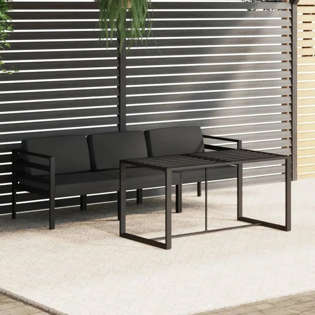 Set divani da giardino 4 pz con cuscini in alluminio antracite