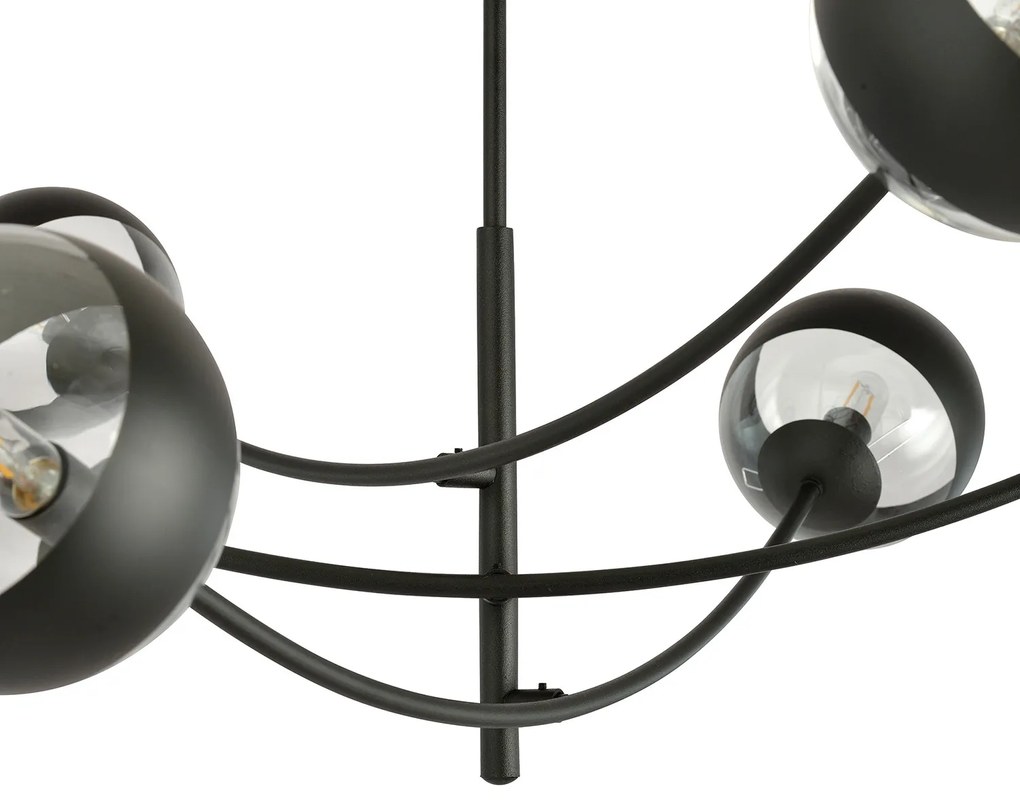 Plafoniera Contemporaneo Oceano Acciaio Nero 6 Luci E14 Ip20