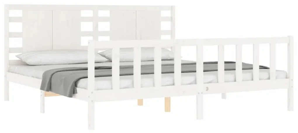 Giroletto con testiera bianco 200x200 cm in legno massello