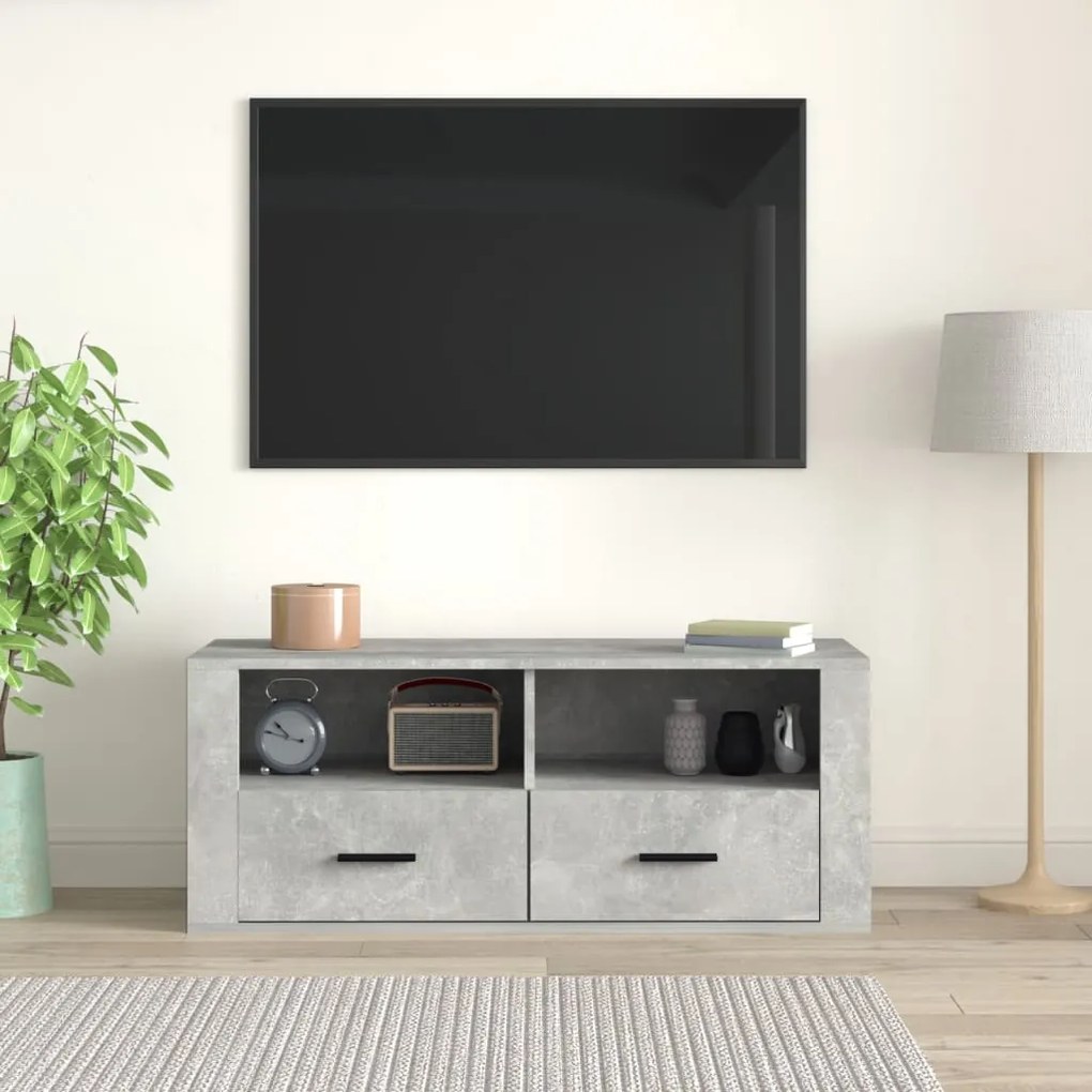 Mobile per tv grigio cemento 100x35x40 cm legno multistrato