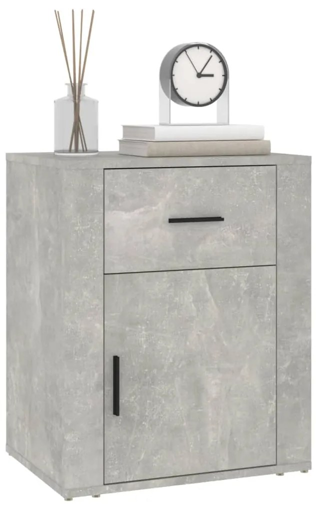 Comodino grigio cemento 50x36x60 cm in legno multistrato