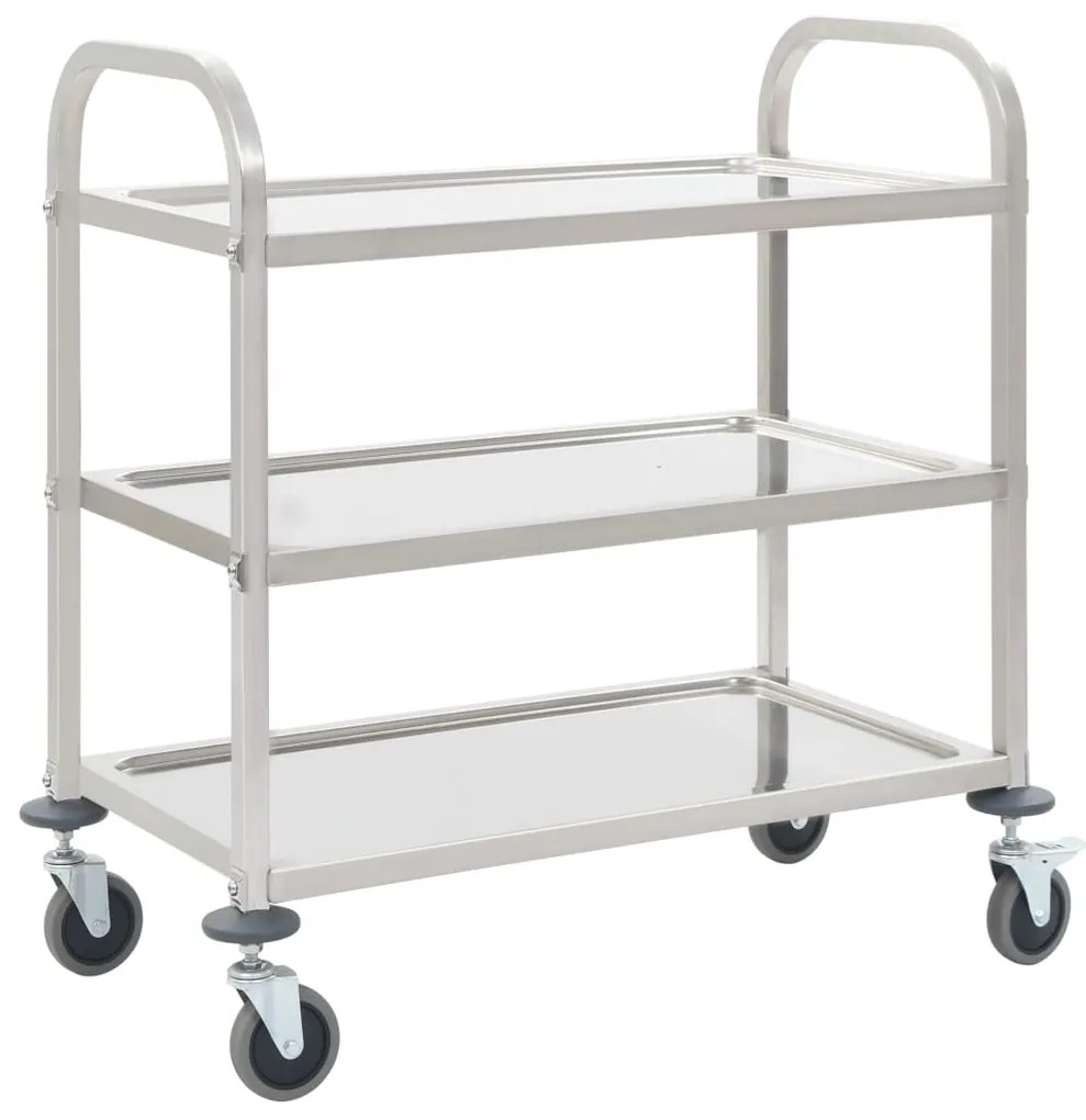 Carrello da cucina a 3 livelli 95x45x83,5 cm in acciaio inox