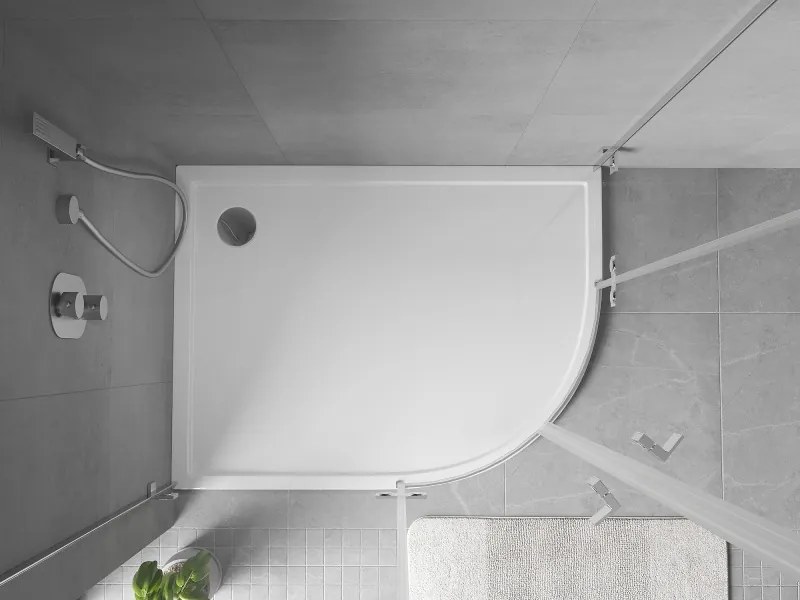 Mexen Flow piatto doccia semicircolare asimmetrico slim sinistro 90 x 80 cm, bianco lucido - 46Q108090L