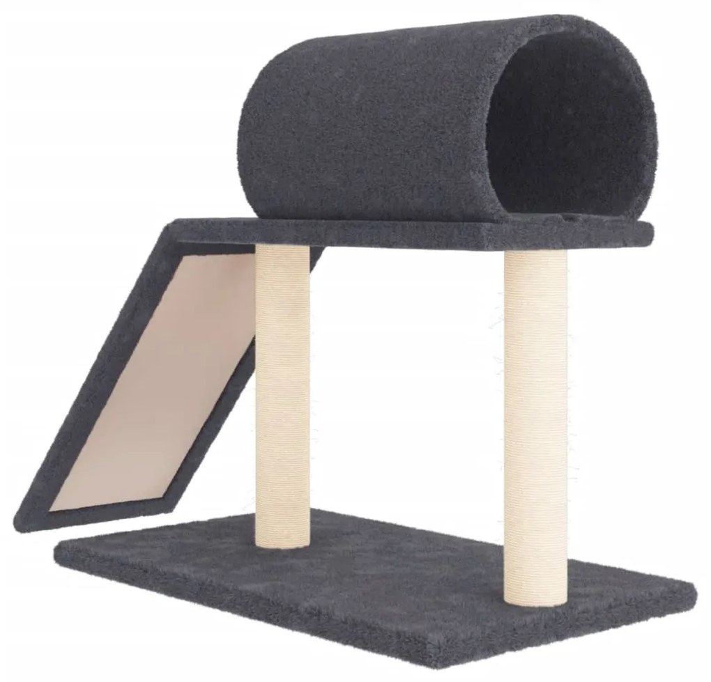 Pali tiragraffi gatti tunnel e scaletta grigio scuro 55,5 cm